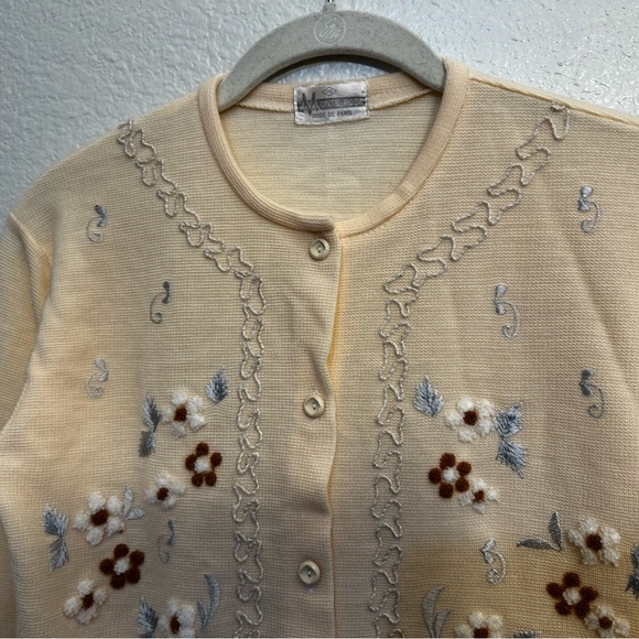 Vintage Monte Rosa, Mode de Paris |  Embroidered cardigan with floral detailing - Picture 5 of 9